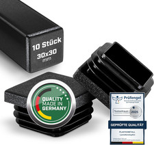 Lamellenstopfen 30x30 mm f&uuml;r Vierkantrohr 10 STK I Quadratische Rohrstopfen au