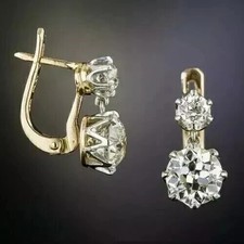 2Ct Round Cut Lab-Created Diamond Huggie Hoop Earrings 14K Yellow Gold Plated
