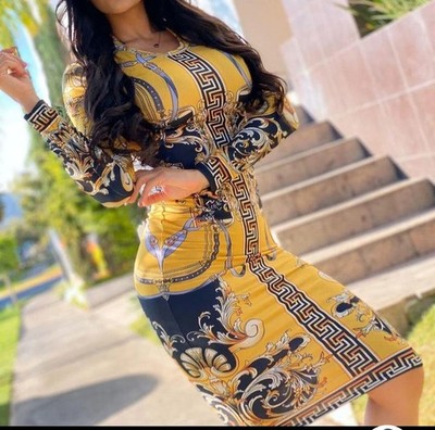 baroque bodycon dress Ady Bodycon Dress in Baroque Cherub Black and Gold