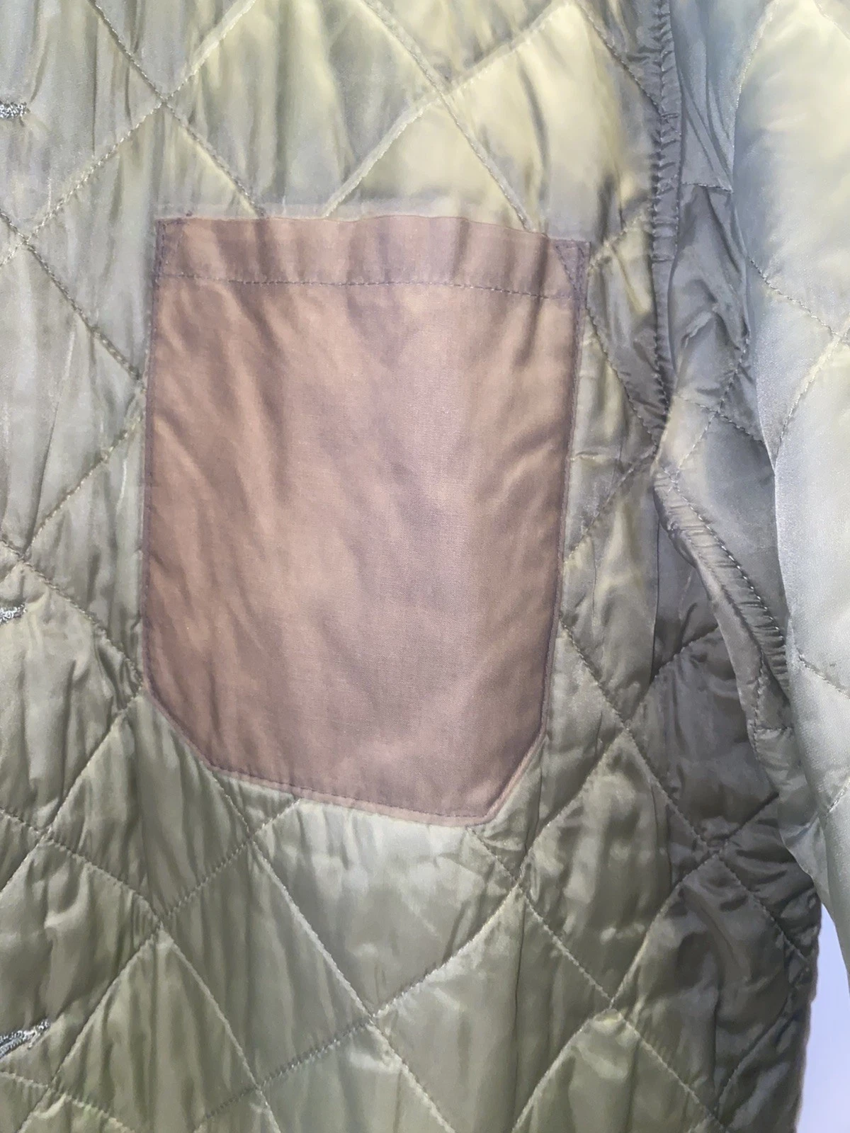 Barbour Dept B Lock Quilt Quilted Jacket Green with Corduroy Collar Men’s Large image 7