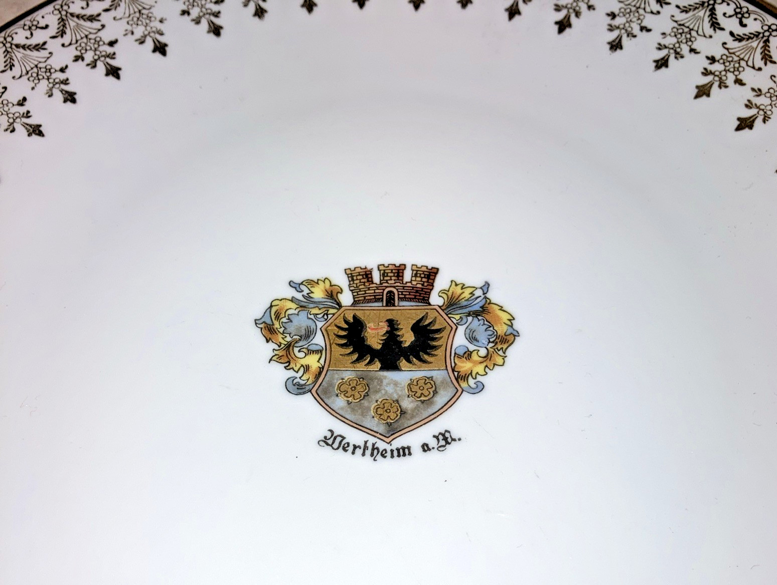 vintageFMR  Berthaim Crest Germany demitasse tea cup saucer, plate gold detail