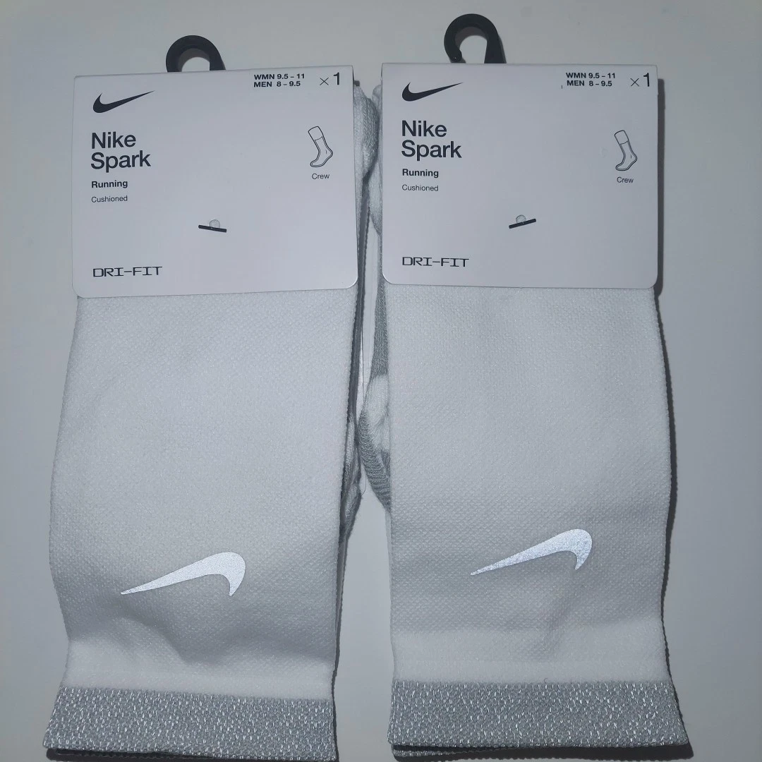 Nike Spark Man's Women's Running Socks CREW Dri-Fit Cushioned 2 Pairs