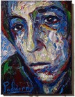 ORIGINAL FAUVE POP ART SIGNED OIL PAINTING ABSTRACT PORTRAIT VINTAGE FOR SALE NR