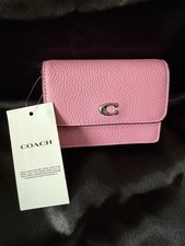 Coach Essential Half Flap Card Case Vivid Pink w/ Silver