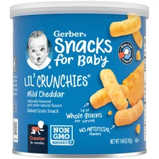 Snacks for Baby, Lil' Crunchies, Baked Grain Snack, 8+ Months, Mild Cheddar,