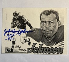 John Henry Johnson Autographed 5x7 Sketch Pittsburgh Steelers HOF 1987