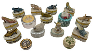 Vintage Porcelain Trinket Box Collection Shoes Swan Angel Flowers Lot D17 O648