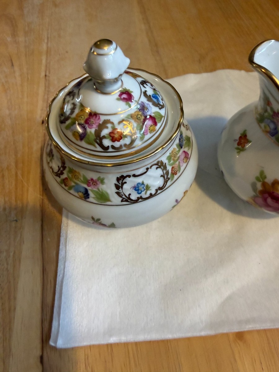 Bavaria Schumann Empress Dresden Flowers COVERED SUGAR AND CREAMER