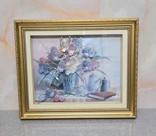 Decoupage 3D Flower Picture Shadow Box - Framed VGC 60 x 50cm