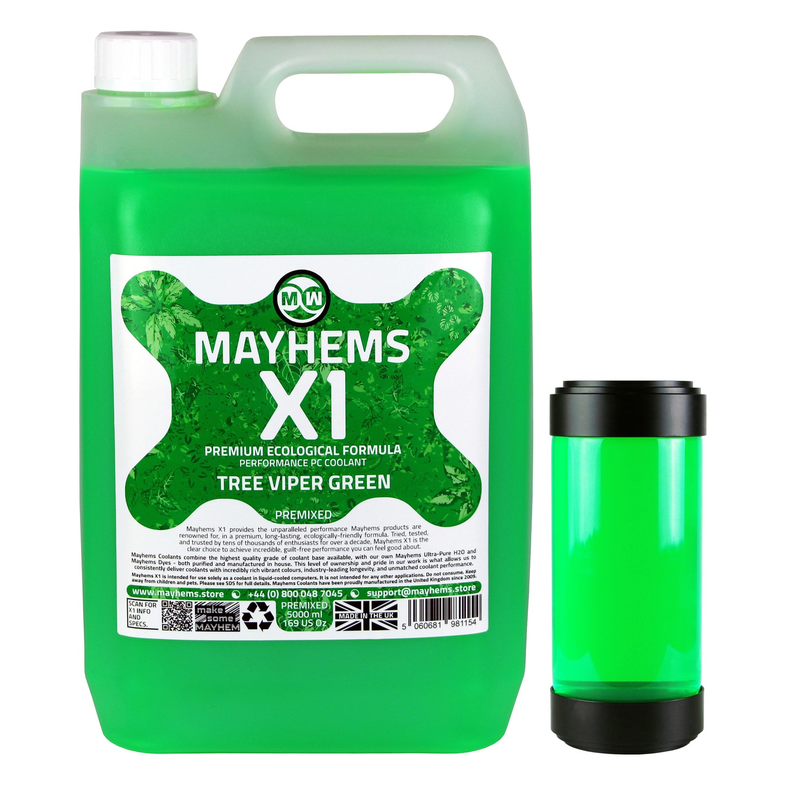 Mayhems - PC Coolant - X1 Premix - Eco Series, 5 Litre, Tree Viper Green
