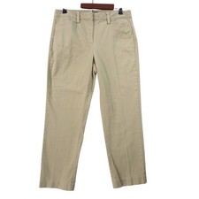 Lands End Womens Khaki Tan Mid Rise Slim Leg Chino Pants Size 6 Cotton Stretch