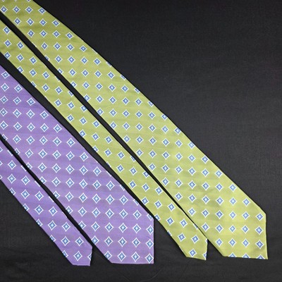 Jos A Bank Exec Collection 100% Silk Geometric Tie Lot Purple Green Blue Diamond