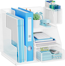 Desk Organizer and Accessories, 3-Tier File Organizer with Drawer and Pen Holder