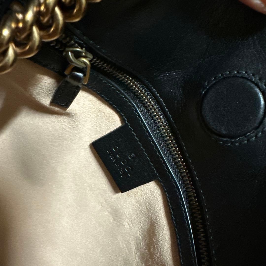 Hardly used Gucci GG Marmont chain tote bag Black leather thumbnail 8