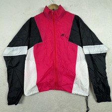 Vintage Nike Windbreaker Jacket Size M Black White Pink Neon 90s Gray Tag Hooded
