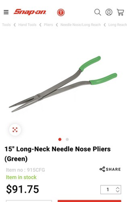 #ad #ad Snap On 15” Long Neck Needle Nose Pliers Green brand New $55.00