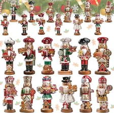 Barydat 36 Pcs Christmas Nutcracker Ornaments for Tree Wooden Gingerbread... 