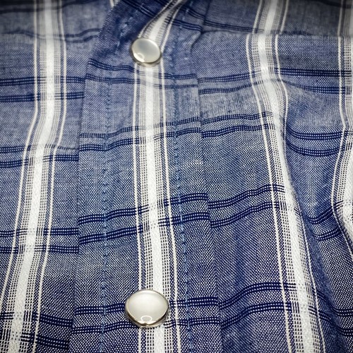 Ely Cattleman Shirt Country Western Long Sleeve Button Down Blue White Checked - Picture 7 of 7