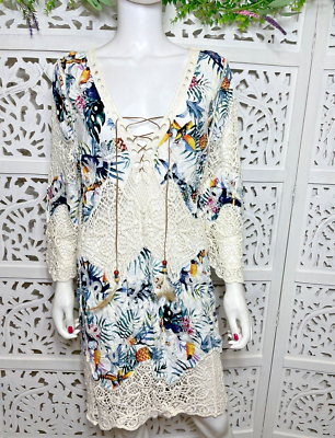 Vanessa's Moda Tamnho Women's Embroidered Crochet Tropical Festival Beach  Dress | eBay