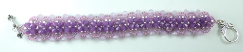 Statement Reversible Lilac & Purple Crystal & Pearl Bracelet Handmade Jewelry