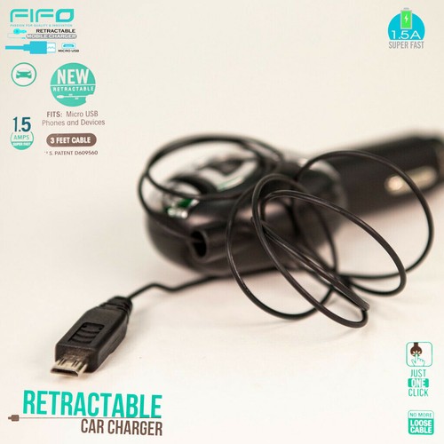 Car Charger Cable Retractable Universal Android iPhone Type-C Samsung 2IN1 - Picture 51 of 82
