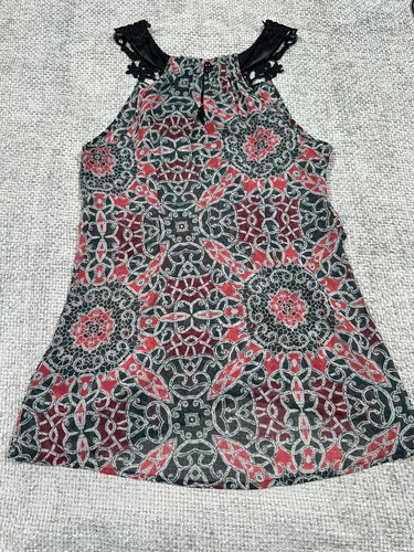 Guess Tank Top Womens XS Black Red Lace Sheer Goth Whimsigoth Fairy Grunge - Picture 5 of 15