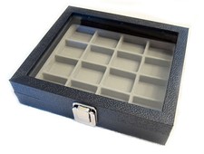 Glass Top Display Case With 16 Section Storage 8 1/4" X 7 1/4" X 2"