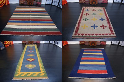 Hand Woven Ghashgai Kilim Rug Handmade Wool Various Sizes