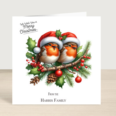 Personalised Robin Christmas Card Pack of 3,5,10 Family,Beautiful Robin ...