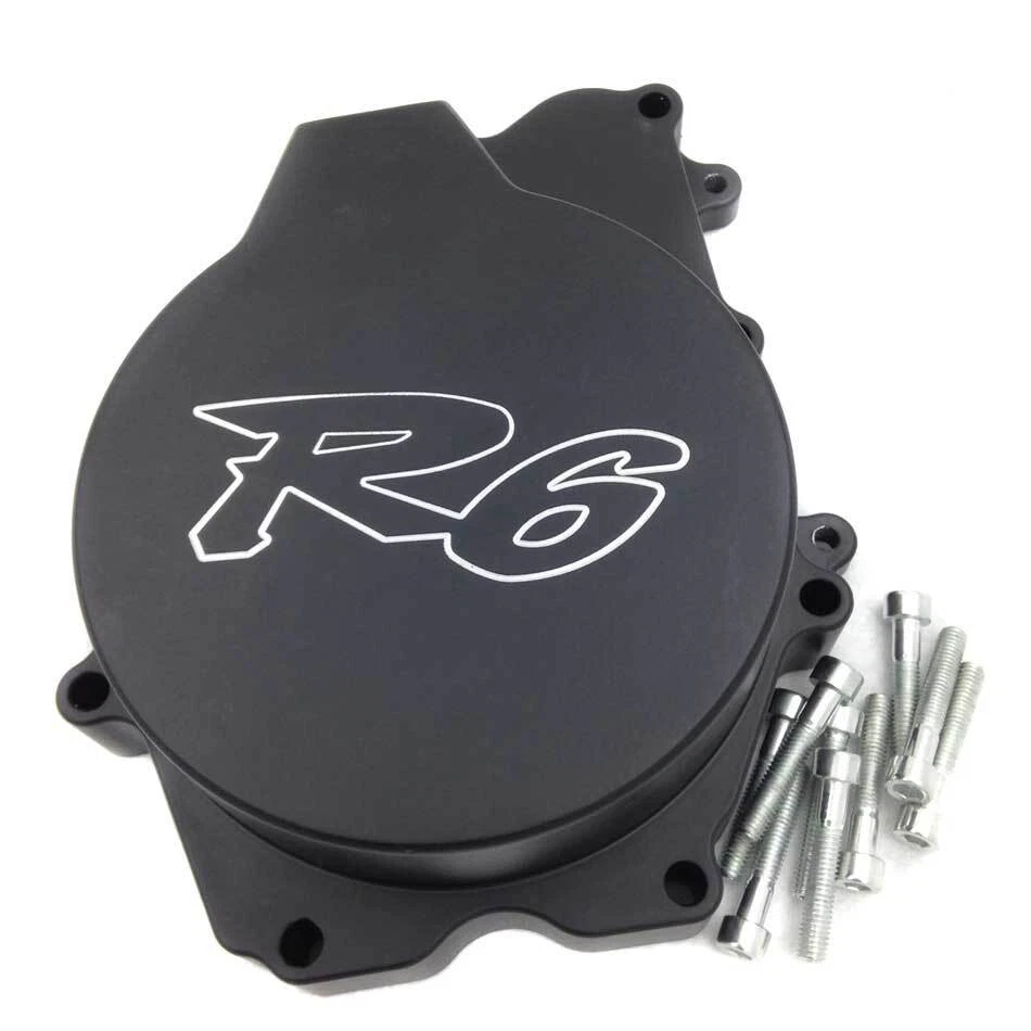 Motorcycle Left Side Stator Engine Cover For 2003-2009 2006 Yamaha YZF-R6S Black - Image 3 of 4