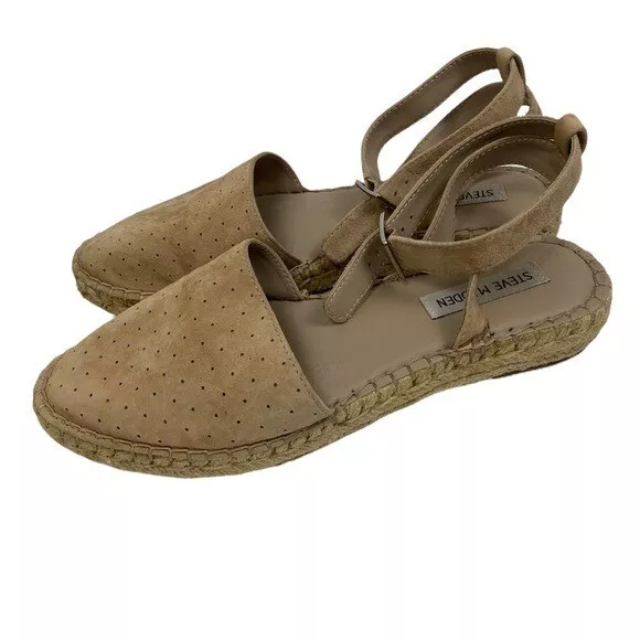 Steve Madden Suede Leather Lesko Ankle Strap Espadrille Sandals