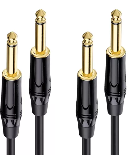 Guitar Cables 6FT Electric Instrument Cord 1/4 Inch Bass AMP, Keyboard - 2 Pack