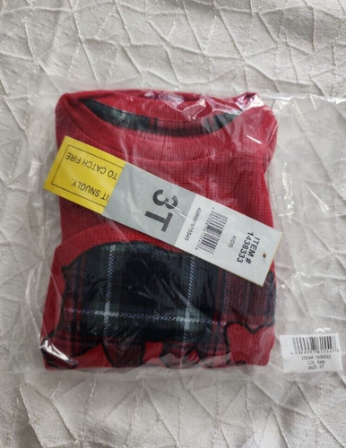 Eddie Bauer Kids Unisex Pajama Set Top Red Thermal Long Sleeve Bear Theme NWT - Picture 3 of 26