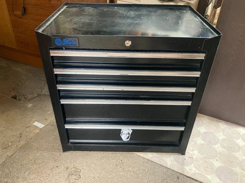 SGS Engineering Solutions Black Metal Sliding Drawer Tool Box Crafting Storage