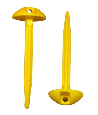 MASONA 100 x gelbe Kunststoff Bodenblech Heringe. Best on eBay Campingplatzblätter