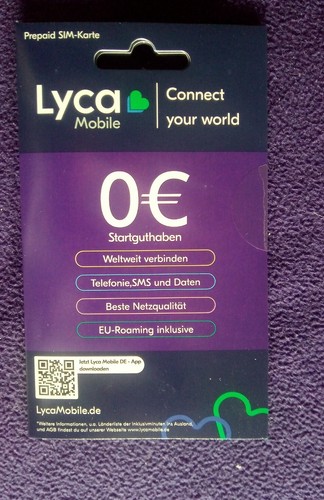 LYCA-MOBILE PREPAID READY SIM KARTE VODAFONE O2 D2 NETZ 5G TRIPLE SIM LYCAMOBILE - 第 1/1 張圖片