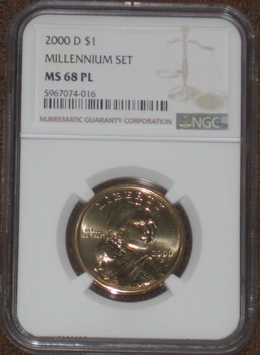 2000 D Sacagawea Dollar Millennium Set NGC Grade MS 68 PL Proof Like Sac Native - Bild 2 von 3