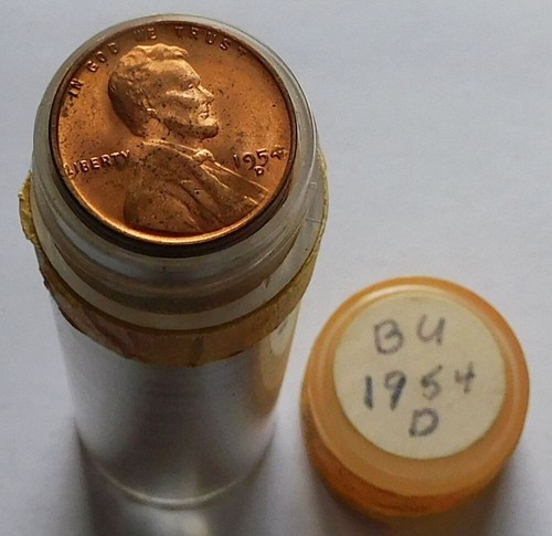 Roll of 1954-D BU/Gem Lincoln Wheat Cents, 50 Pennies 1C