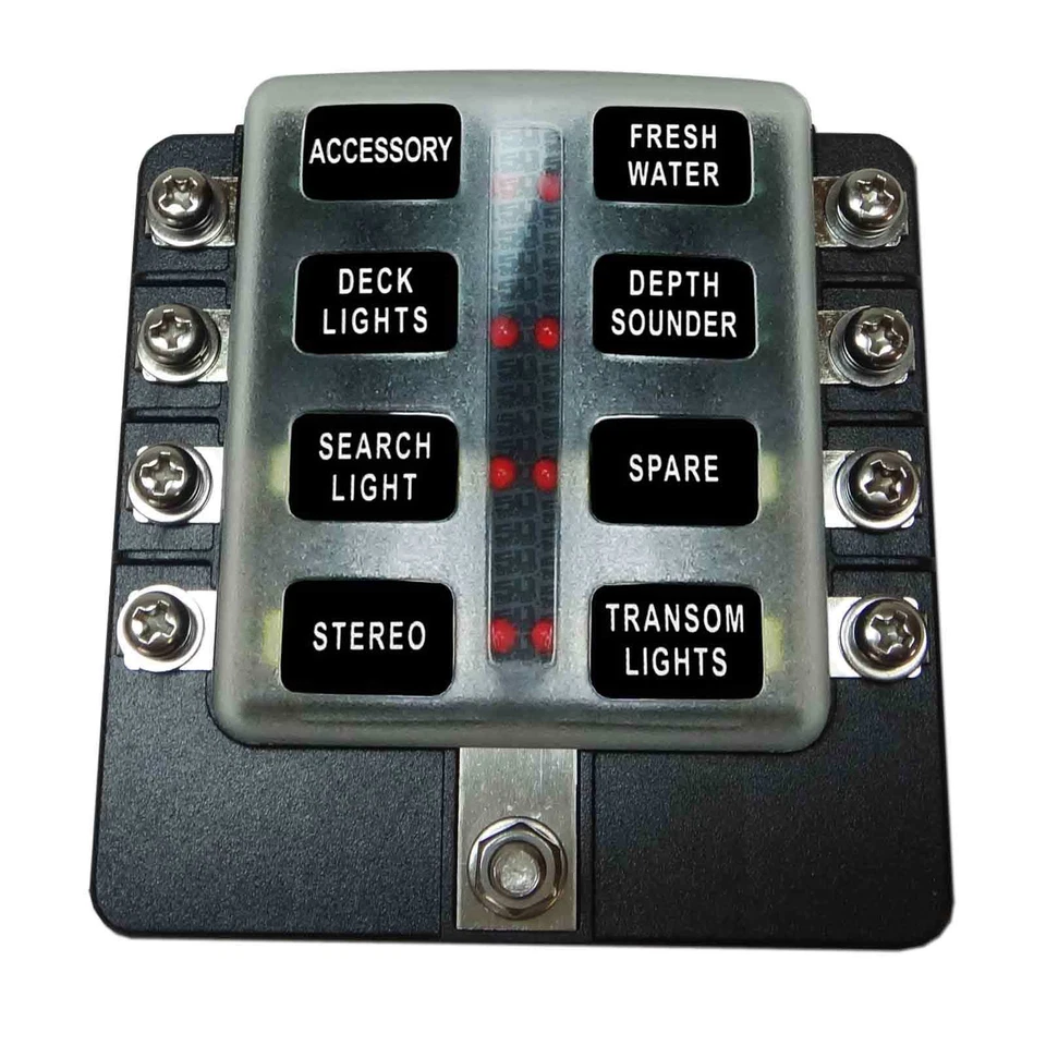 8 Way LS Swap Auto Marine Car UTV 12V Blade Fuse Box Block Cover LED Indicator - Image 3 of 4