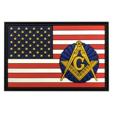 Masonic USA American Flag Tactical Patch [3D-PVC Rubber-3.0 X 2.0 inch -M11] 