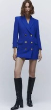 ZARA ABITO BLAZER NUOVO CON BOTTONI ORO BLU 2761/133 XS PREZZO DI LISTINO 109€