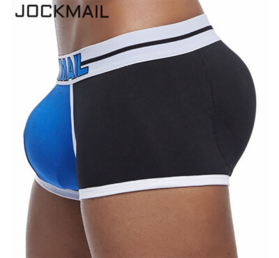 JOCKMAIL Mens Front Butt Padded Underwear Enhancing Trunks Cotton Boxer ...