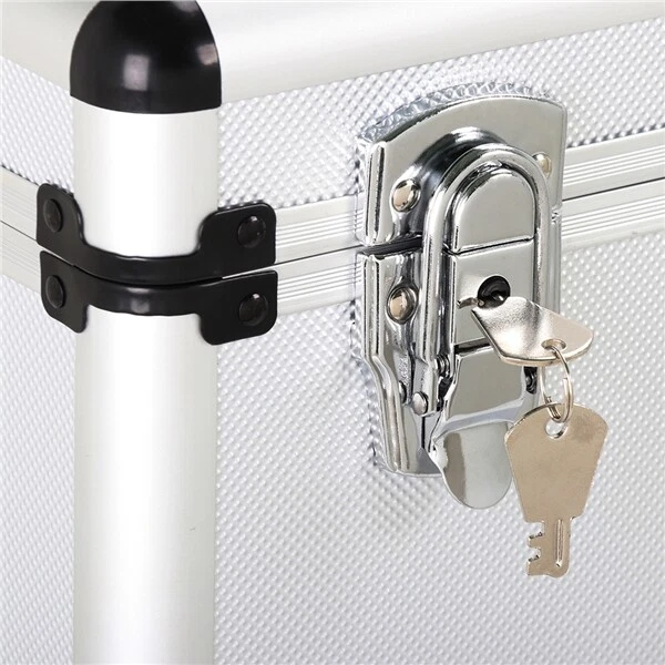 Valigetta Porta LP con Capacità 50 Dischi Custodia Vinili Trucchi Gadget Argento - Immagine 4 di 4