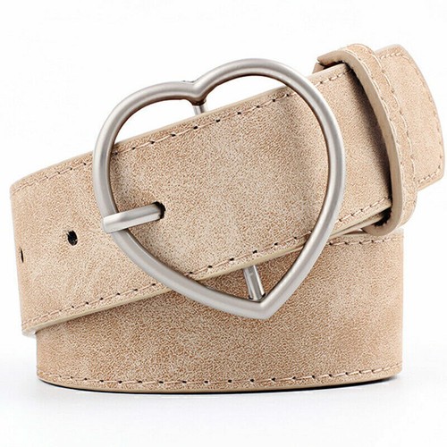 Womens Ladies Love Heart Buckle Belts Dress Jeans Durable Waist Strap Waistband - Picture 8 of 17