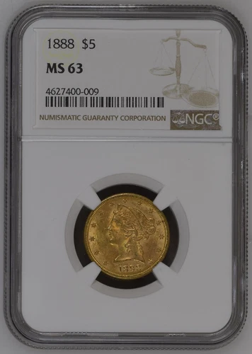 1888 NGC MS63 Gold $5 Half Eagle