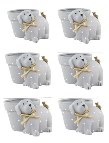 Lindo Maceta Cachorro Perro Jardín Decoración Adorno Novedad Regalo Gris 14cm - Imagen 15 de 15