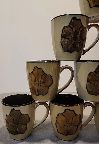 Pfaltzgraff 10-10 oz Painted Poppies Mugs Cups Stoneware Excellent Condition - Picture 2 of 11