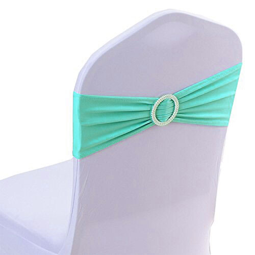 100 Spandex Stretch Chair Cover Sashes Bows Wedding Party (Sea Green) ~FREE SHIP - Picture 1 of 4