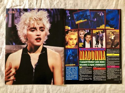 MADONNA POP No.2 1987年 非売品布製タペストリー MADONNA 1987 Clipping Poster Swedish Music magazine Okej Vintage