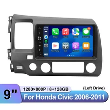 8+128GB 9inch Android13 Wireless CarPlay Radio For 8th Gen Honda Civic 2006-2011